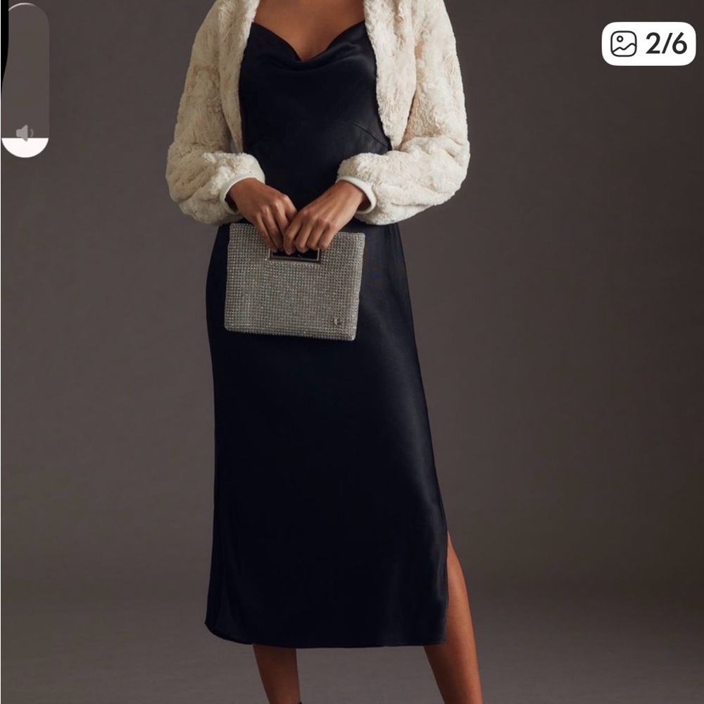 Maeve Anthropologie Cream Faux Fur Shrug